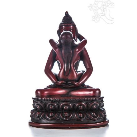 Buddha és Shakti (Samantabhadra) rezin szobor, vörös színű - 21 cm