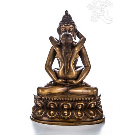 Buddha és Shakti (Samantabhadra) rezin szobor, csont színű -21 cm