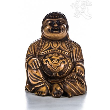 Nevető Buddha rezin szobor, csont színű - 10 cm