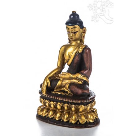 Shakyamuni Buddha, kézzel festett, rezin szobor - 9 cm