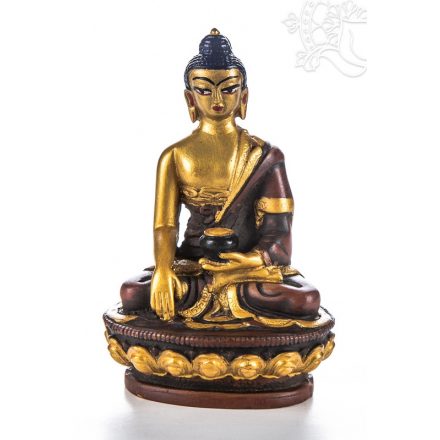 Shakyamuni Buddha, kézzel festett, rezin szobor - 11 cm