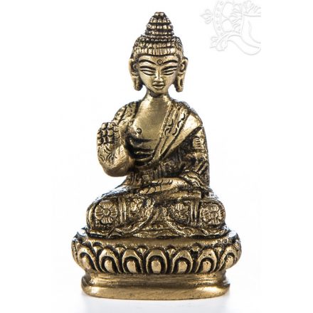 Áldó Buddha réz szobor, matt sárga - 8cm