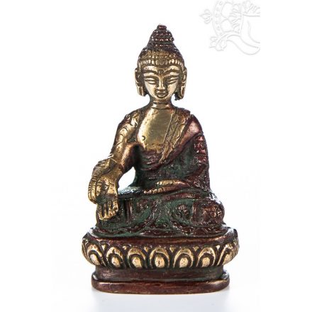 Gyógyító Buddha réz szobor, arany-vörös - 8cm