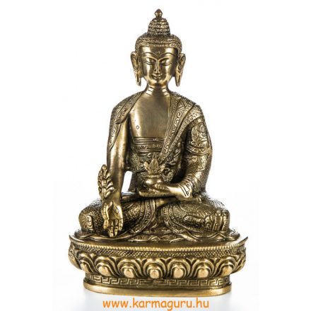 Gyógyító Buddha réz szobor, matt sárga - 21 cm