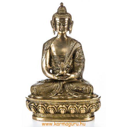 Amitabha Buddha réz szobor, matt sárga - 21cm