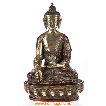 Gyógyító Buddha réz szobor, arany-vörös - 21 cm