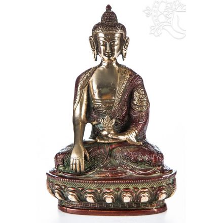 Shakyamuni Buddha réz szobor, arany-vörös - 21cm