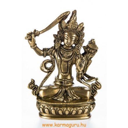 Manjushri réz szobor, matt sárga - 14cm