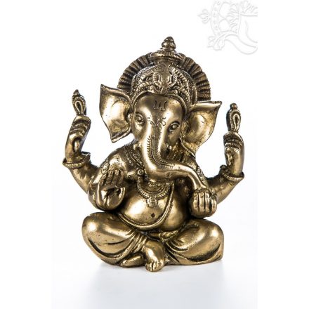 Ganesha réz szobor, matt sárga - 14 cm