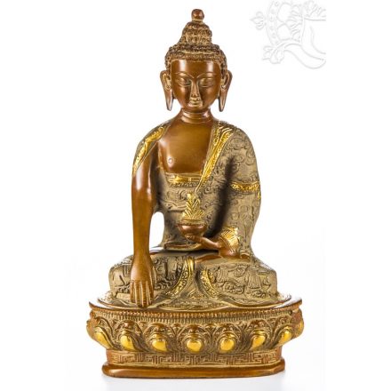 Shakyamuni Buddha réz szobor, nepáli színű - 26 cm