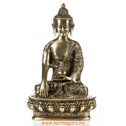 Shakyamuni Buddha réz szobor, matt sárga - 26cm