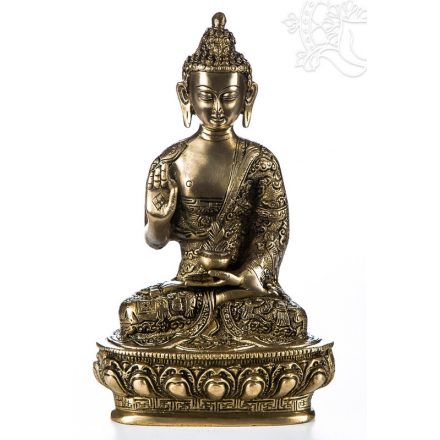 Áldó Buddha réz szobor, matt sárga - 26cm