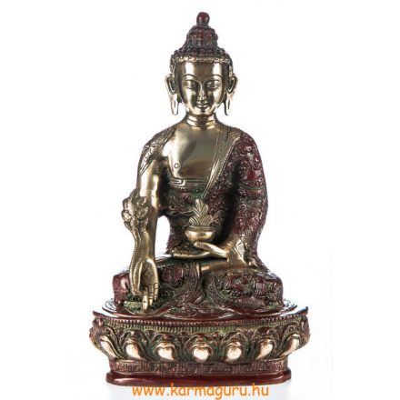 Gyógyító Buddha réz szobor, arany-vörös - 26cm