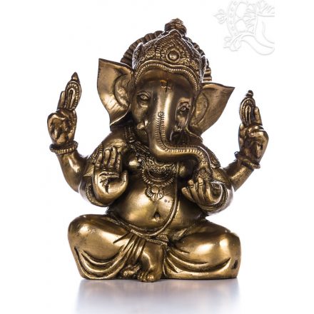 Ganesha réz szobor, matt sárga - 18 cm