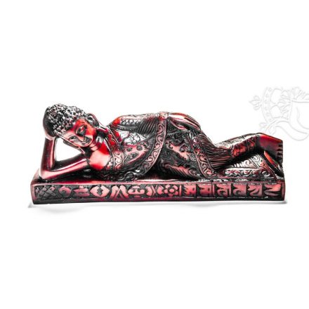 Fekvő Buddha vörös színű - 17 cm