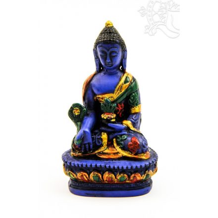 Gyógyító Buddha kézzel festett rezin szobor - 9 cm