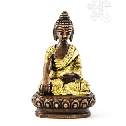 Shakyamuni Buddha réz szobor, arany-bronz - 8cm