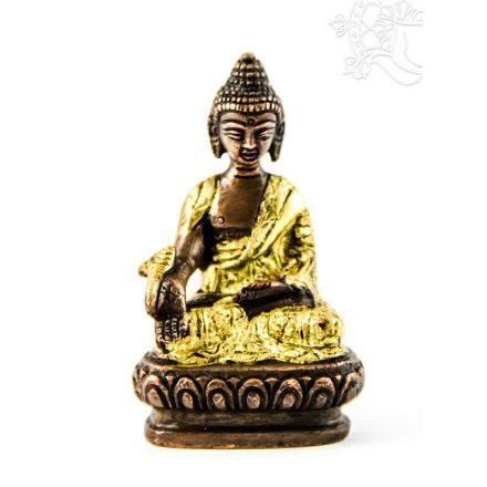 Gyógyító Buddha réz szobor, arany-bronz - 8cm