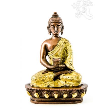 Amitabha Buddha szobor, arany-bronz - 14cm