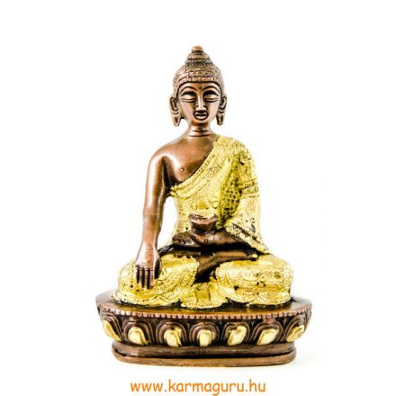 Shakyamuni Buddha réz szobor, arany-bronz - 14cm