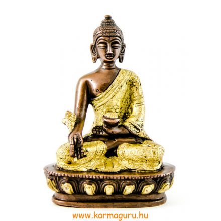 Gyógyító Buddha réz szobor, arany-bronz - 14cm