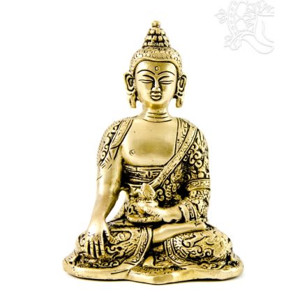 Shakyamuni Buddha réz szobor, matt sárga - 14cm