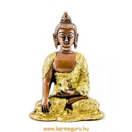 Shakyamuni Buddha réz szobor, arany-bronz - 14cm