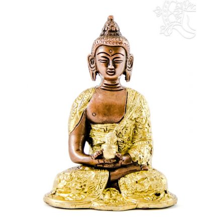 Amitabha Buddha szobor, arany-bronz - 14cm