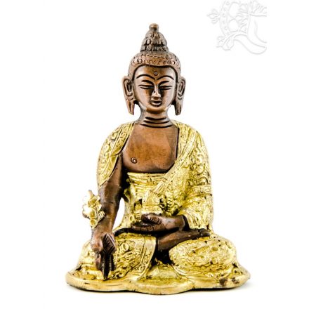 Gyógyító Buddha réz szobor, arany-bronz - 14cm