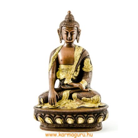 Shakyamuni Buddha réz szobor, arany-bronz - 21cm