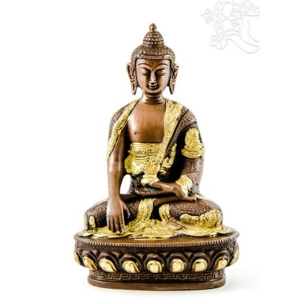 Shakyamuni Buddha réz szobor, arany-bronz - 21cm