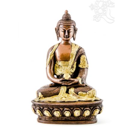 Amitabha Buddha szobor, arany-bronz - 21cm