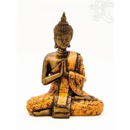 Imádkozó Buddha színes rezin szobor - 20 cm