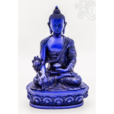 Gyógyító Buddha szobor rezin kék színű - 20 cm