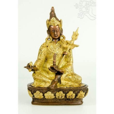 Guru Rinpoche réz szobor, arany-bronz - 22 cm