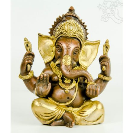 Ganesha réz szobor, arany-bronz - 14 cm