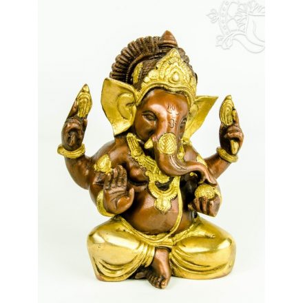 Ganesha réz szobor, arany-bronz - 18 cm