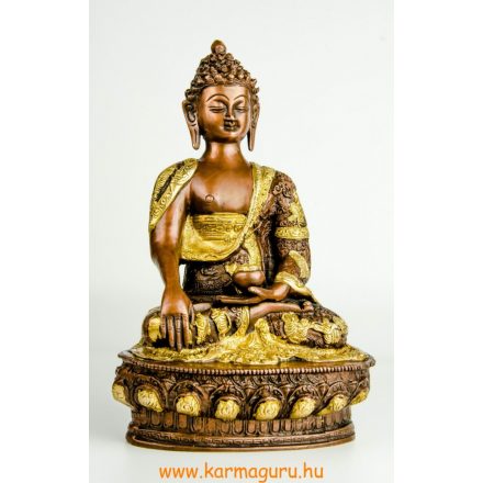 Shakyamuni Buddha réz szobor, arany-bronz - 30cm