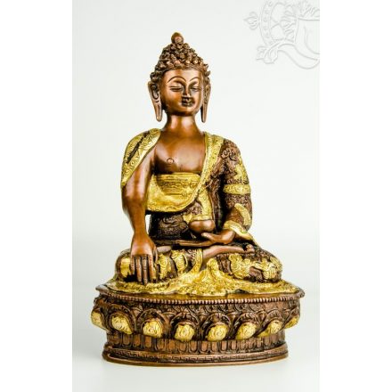 Shakyamuni Buddha réz szobor, arany-bronz - 30cm