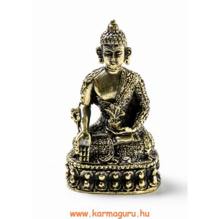 Gyógyító Buddha réz szobor, matt sárga, prémium minőség - 4,5 cm