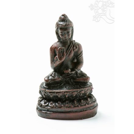 Áldó Buddha, vörös színű rezin szobor - 5,5 cm