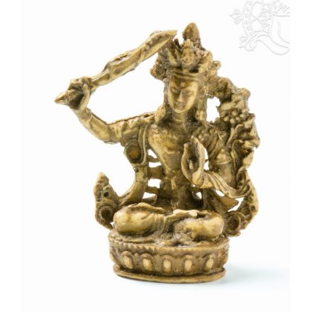 Manjushri, csont színű rezin szobor - 7 cm