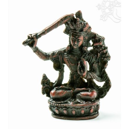 Manjushri, vörös színű rezin szobor - 7 cm