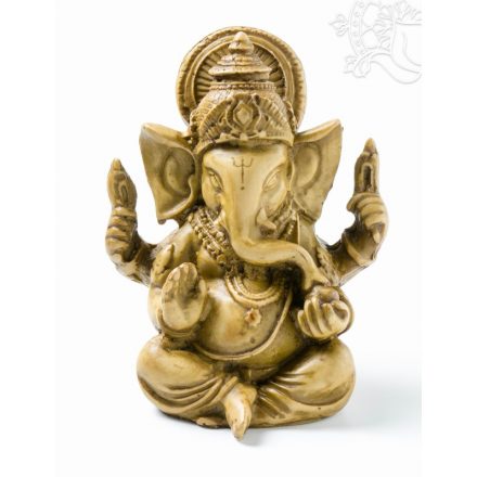 Ganesha, csont színű rezin szobor - 9 cm