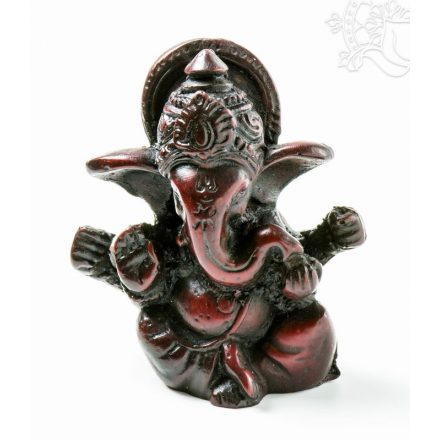 Ganesha, vörös színű rezin szobor - 6 cm