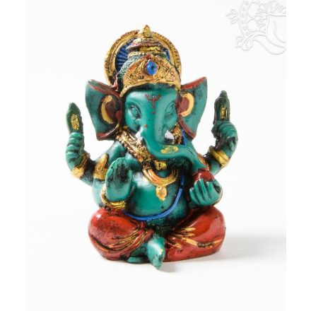 Ganesha kézzel festett rezin szobor -  11 cm