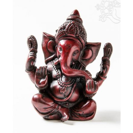 Ganesha, vörös színű rezin szobor - 15 cm