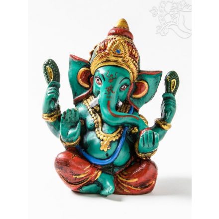 Ganesha kézzel festett rezin szobor - 15 cm