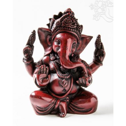 Ganesha, vörös színű rezin szobor - 18 cm