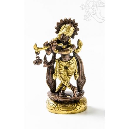 Krishna réz szobor, arany - bronz - 10,5 cm